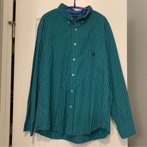 3/$18 CHAPS Teal Plaid Button Down XL